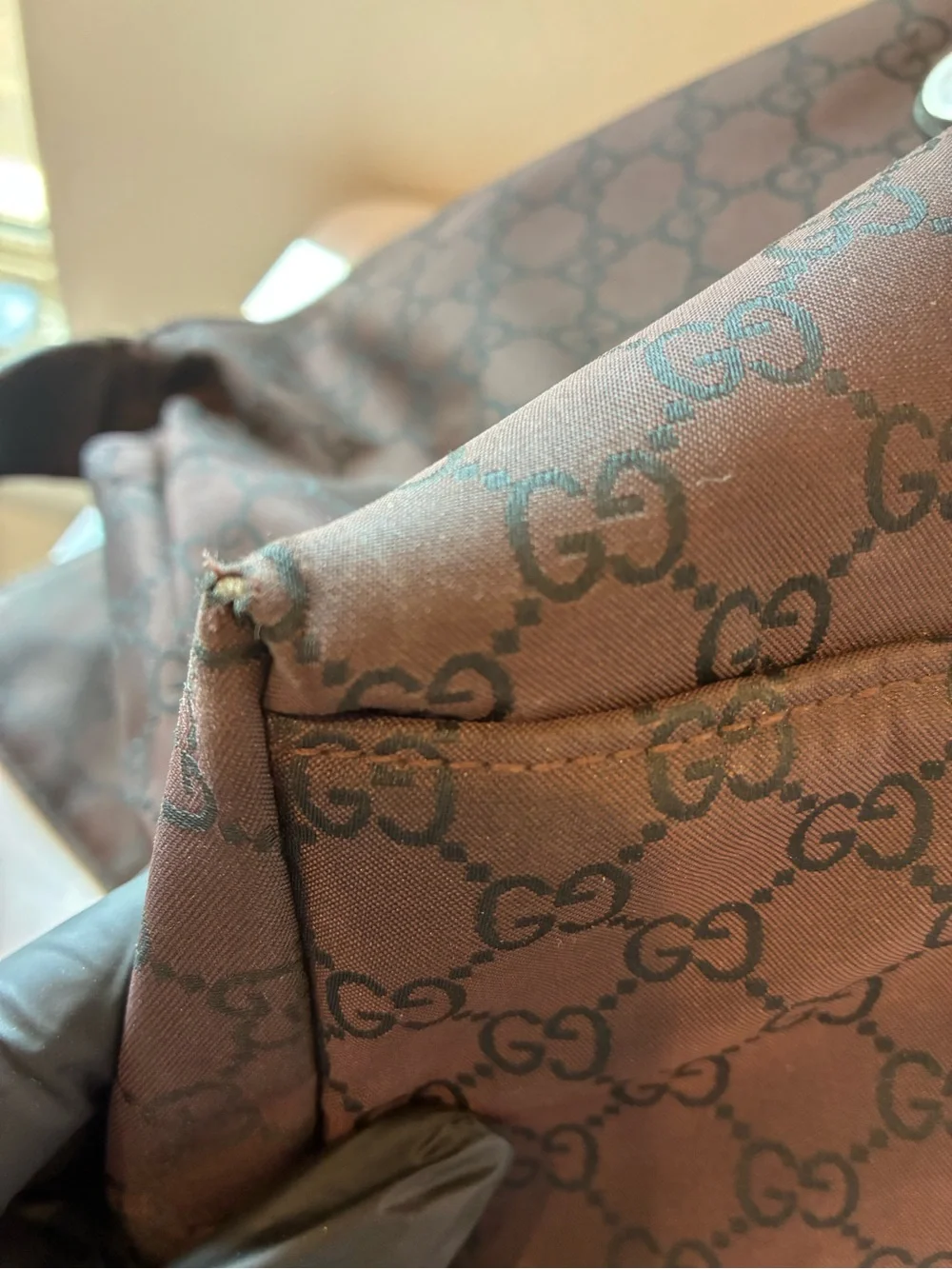 Gucci Brown Monogram Canvas Messenger with Leather Strap